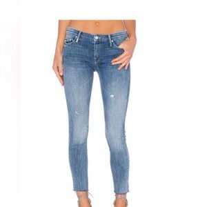 MOTHER The Looker Ankle Fray Double Time Denim Blue Jeans Sz 29 NWOT